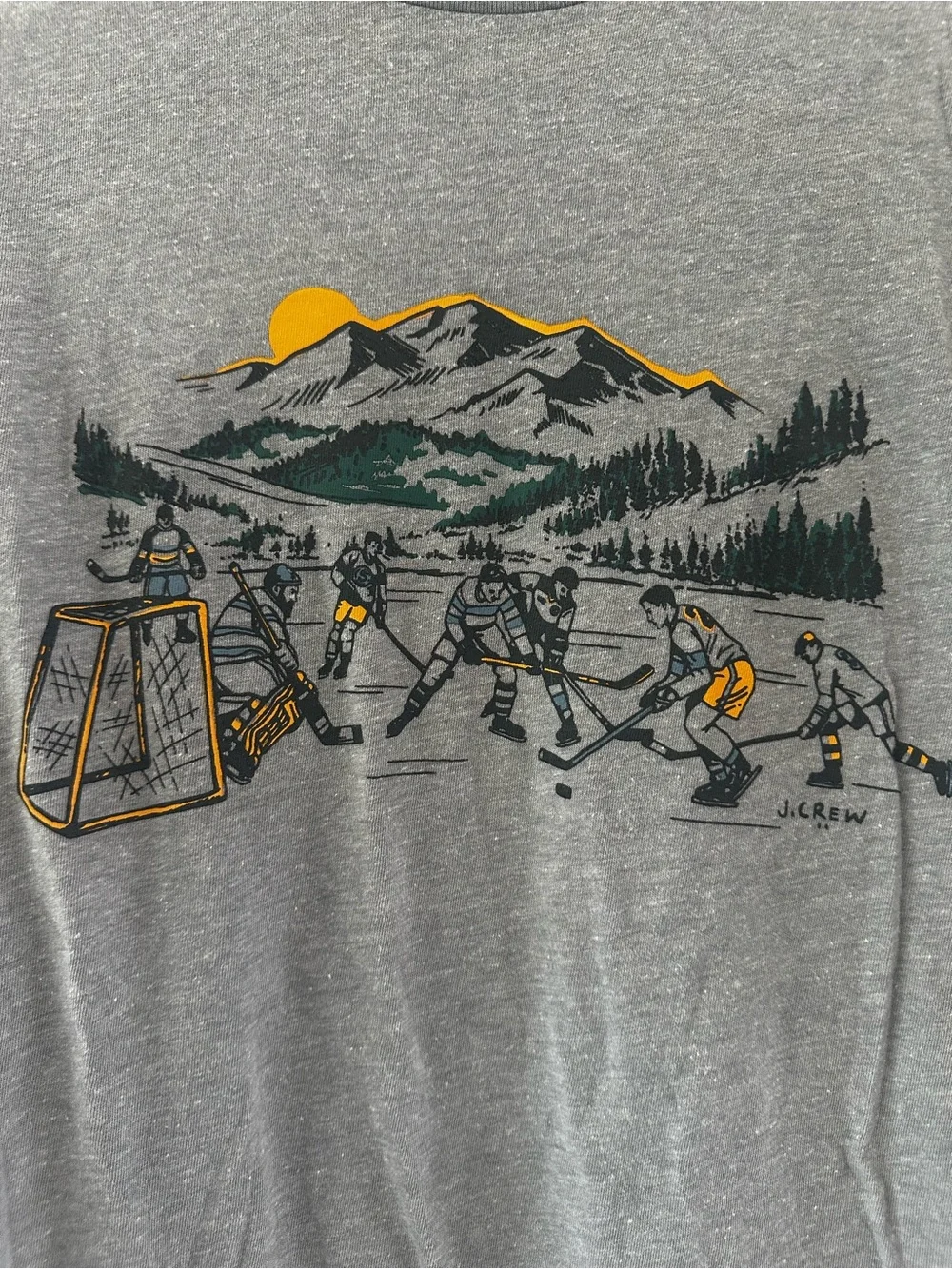 J. Crew Gray Short-Sleeve Tee with Mountain Hockey Graphic